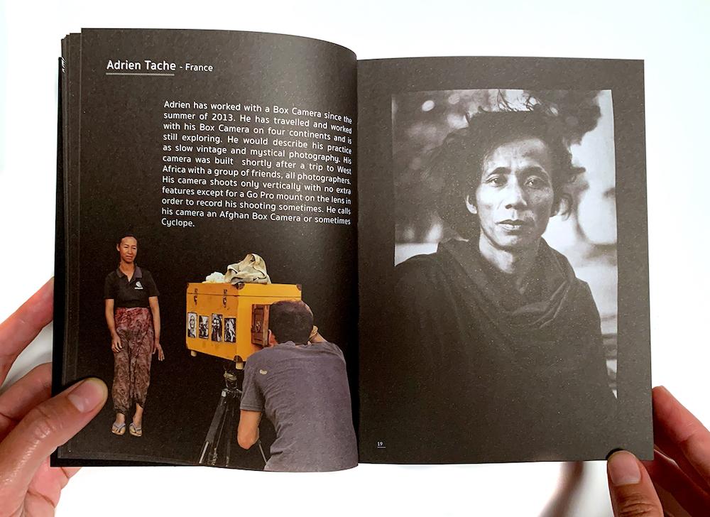 Adrien Tache Makes a Photograph Using the Box Camera (left) and The Monk (right). (Photographs by Adrien Tache. Myanmar, 2013-Ongoing. We are all Refugees.)
